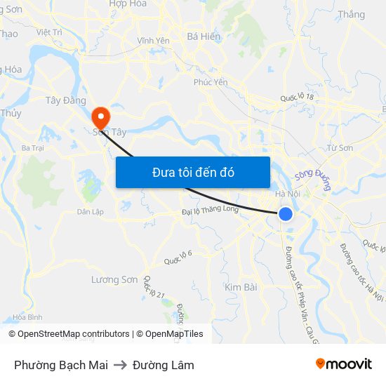 Phường Bạch Mai to Đường Lâm map