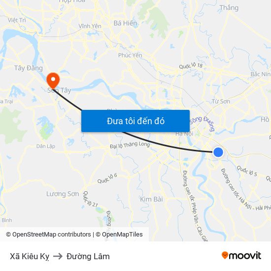 Xã Kiêu Kỵ to Đường Lâm map