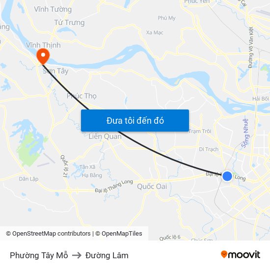 Phường Tây Mỗ to Đường Lâm map