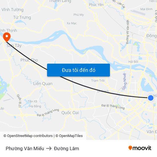 Phường Văn Miếu to Đường Lâm map