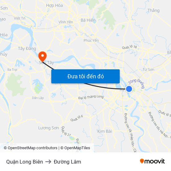 Quận Long Biên to Đường Lâm map