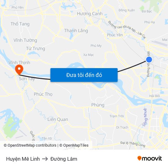 Huyện Mê Linh to Đường Lâm map