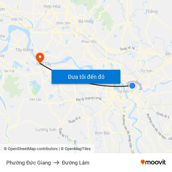 Phường Đức Giang to Đường Lâm map