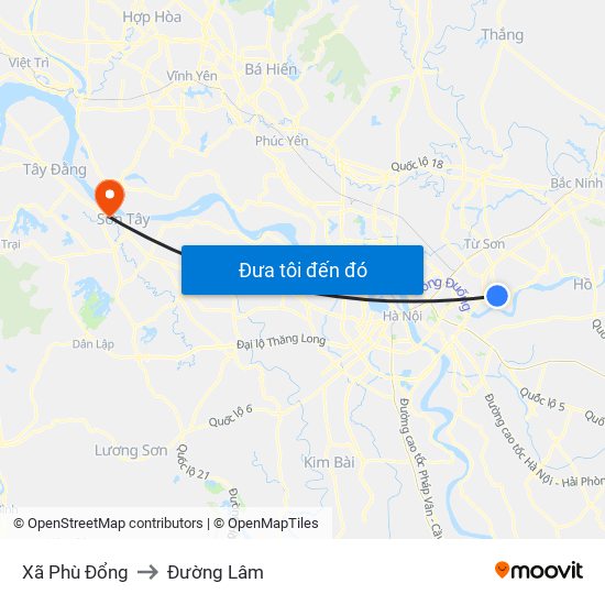 Xã Phù Đổng to Đường Lâm map