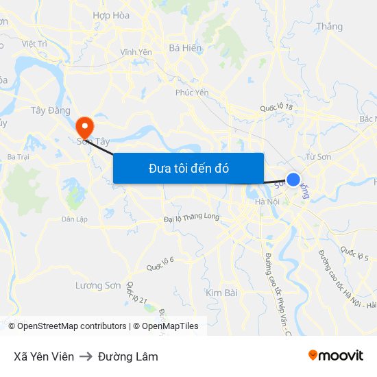 Xã Yên Viên to Đường Lâm map