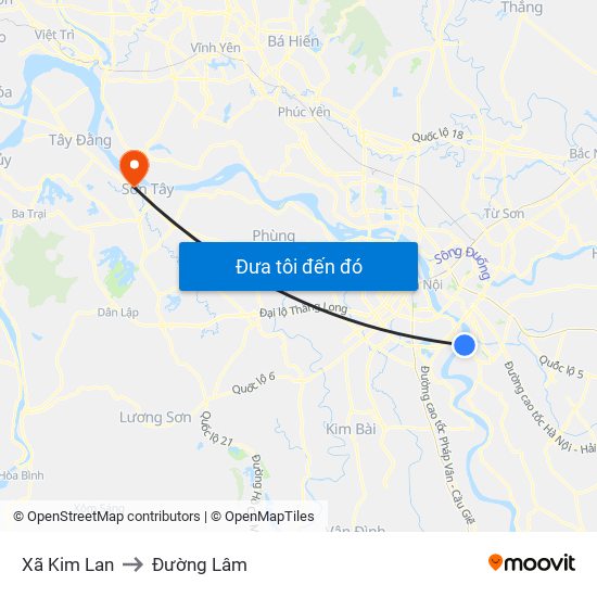 Xã Kim Lan to Đường Lâm map