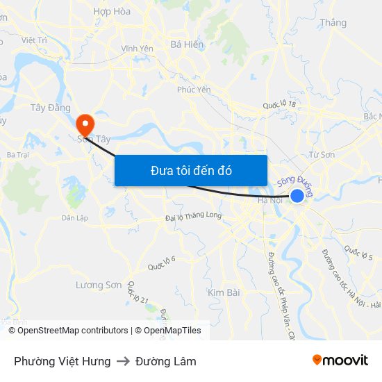 Phường Việt Hưng to Đường Lâm map