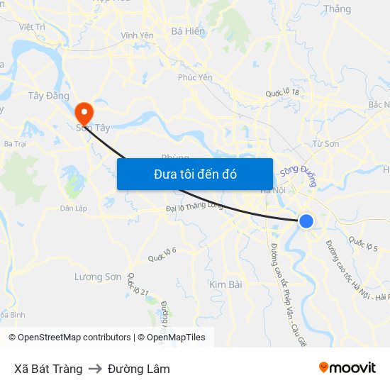 Xã Bát Tràng to Đường Lâm map