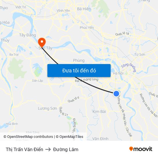 Thị Trấn Văn Điển to Đường Lâm map