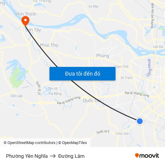 Phường Yên Nghĩa to Đường Lâm map