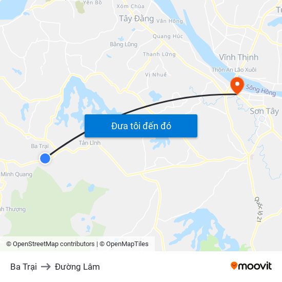 Ba Trại to Đường Lâm map