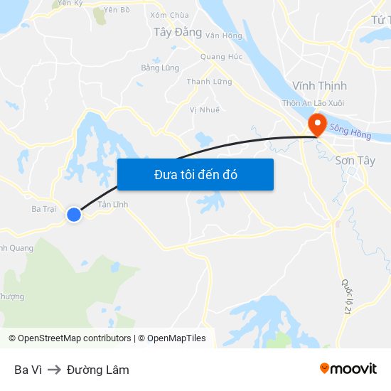 Ba Vì to Đường Lâm map