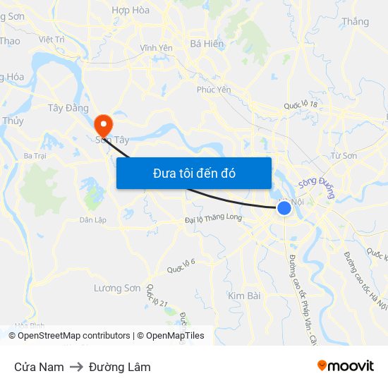 Cửa Nam to Đường Lâm map