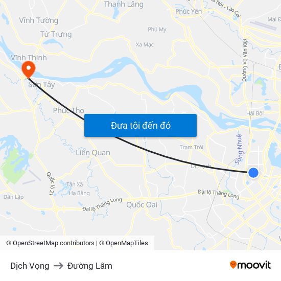 Dịch Vọng to Đường Lâm map