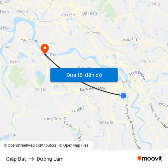 Giáp Bát to Đường Lâm map