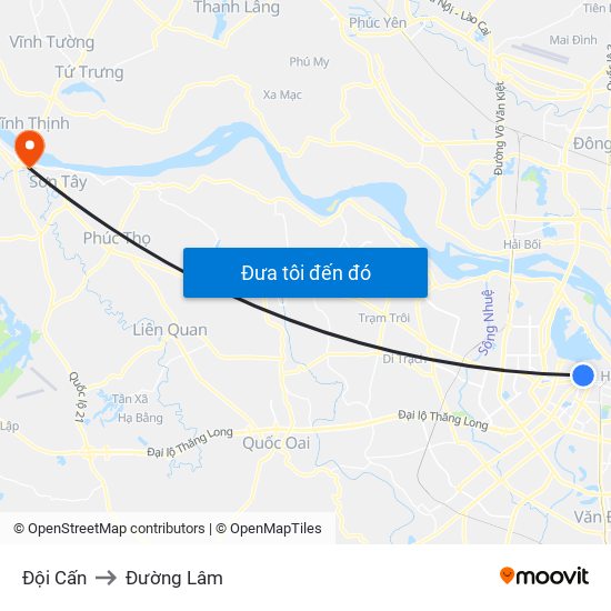 Đội Cấn to Đường Lâm map