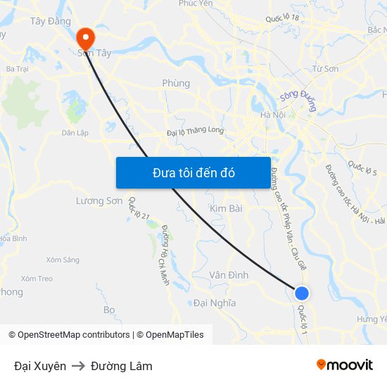 Đại Xuyên to Đường Lâm map