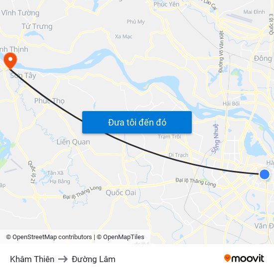 Khâm Thiên to Đường Lâm map