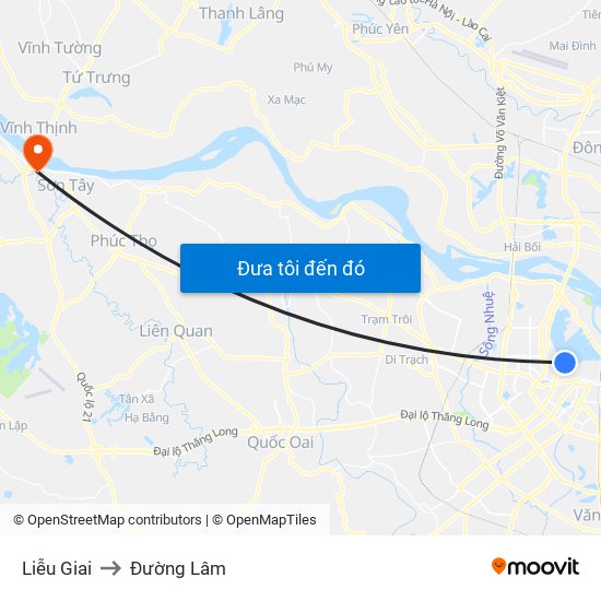 Liễu Giai to Đường Lâm map