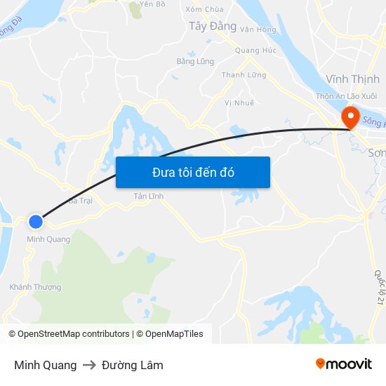 Minh Quang to Đường Lâm map