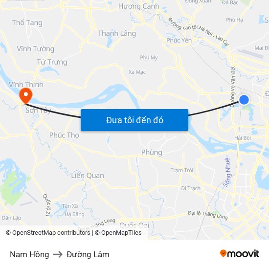 Nam Hồng to Đường Lâm map