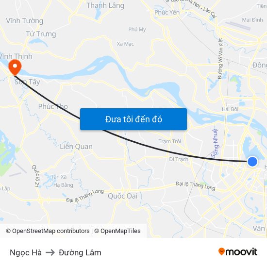 Ngọc Hà to Đường Lâm map