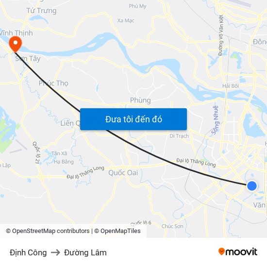 Định Công to Đường Lâm map