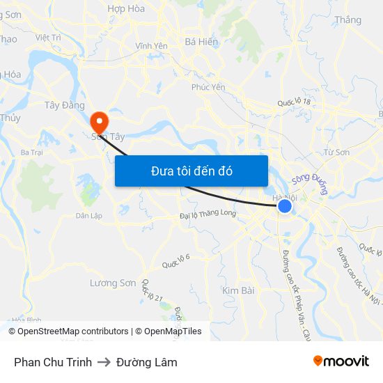 Phan Chu Trinh to Đường Lâm map