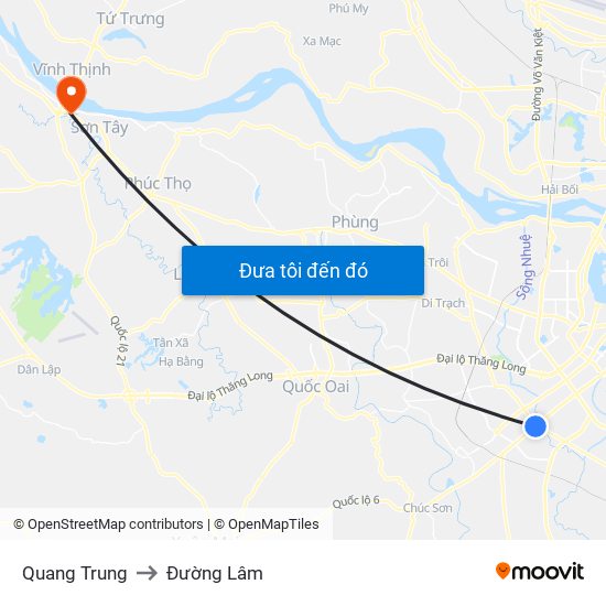 Quang Trung to Đường Lâm map