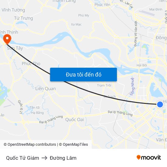 Quốc Tử Giám to Đường Lâm map