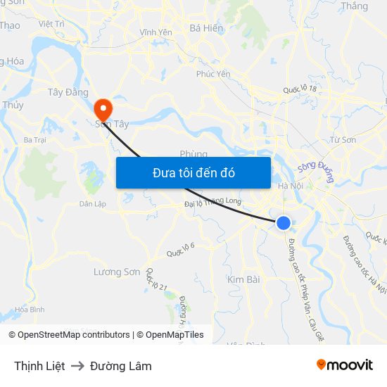 Thịnh Liệt to Đường Lâm map