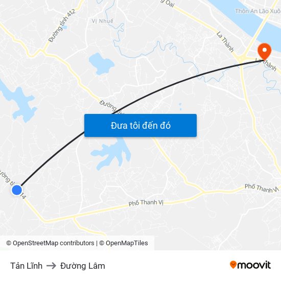 Tản Lĩnh to Đường Lâm map