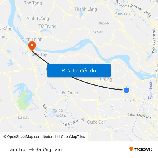 Trạm Trôi to Đường Lâm map