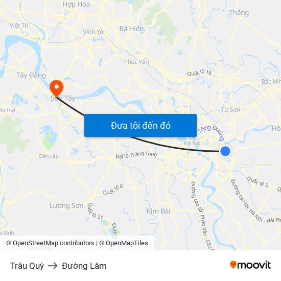 Trâu Quỳ to Đường Lâm map