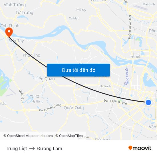 Trung Liệt to Đường Lâm map