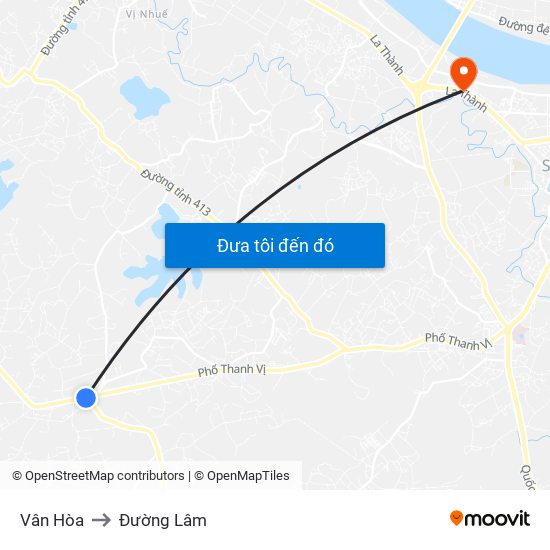 Vân Hòa to Đường Lâm map