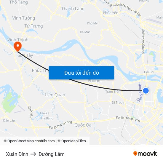 Xuân Đỉnh to Đường Lâm map