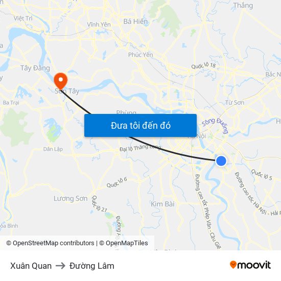 Xuân Quan to Đường Lâm map