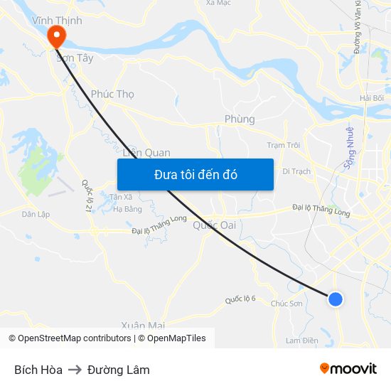 Bích Hòa to Đường Lâm map