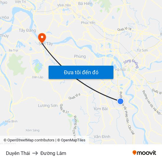 Duyên Thái to Đường Lâm map