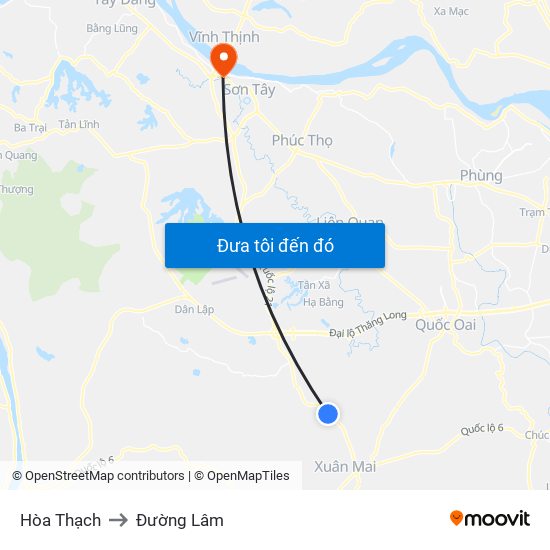 Hòa Thạch to Đường Lâm map