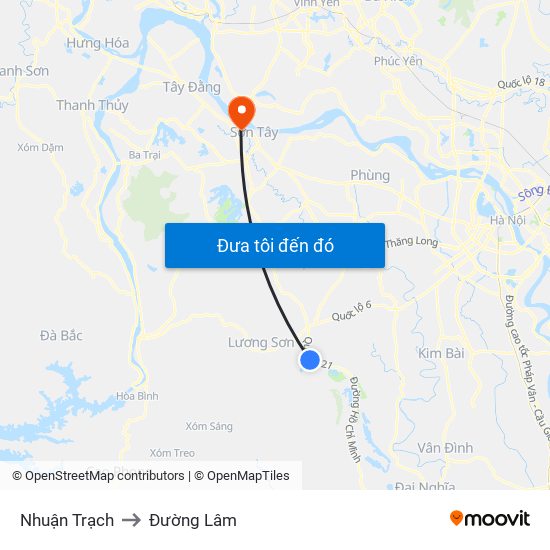 Nhuận Trạch to Đường Lâm map