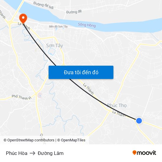 Phúc Hòa to Đường Lâm map