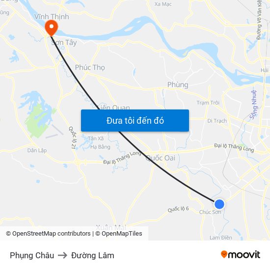 Phụng Châu to Đường Lâm map