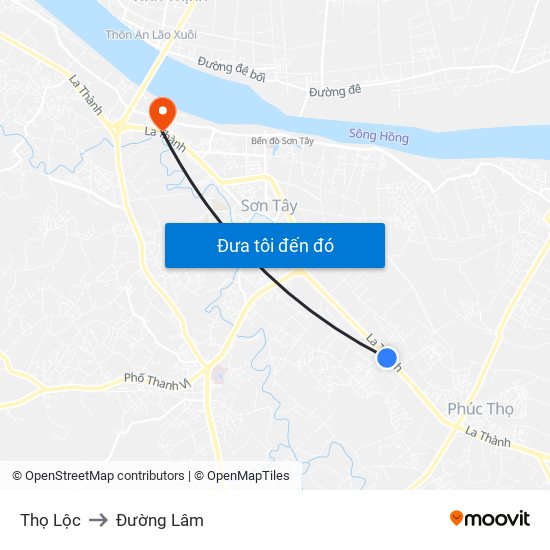 Thọ Lộc to Đường Lâm map