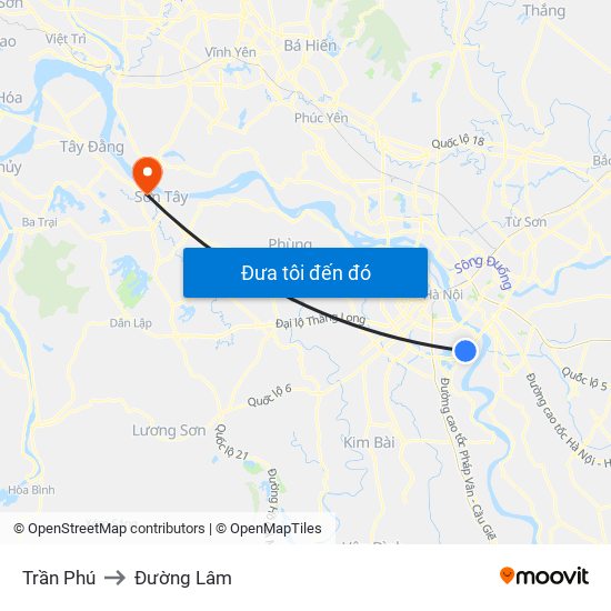 Trần Phú to Đường Lâm map