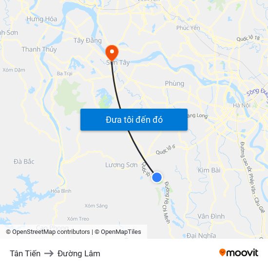 Tân Tiến to Đường Lâm map