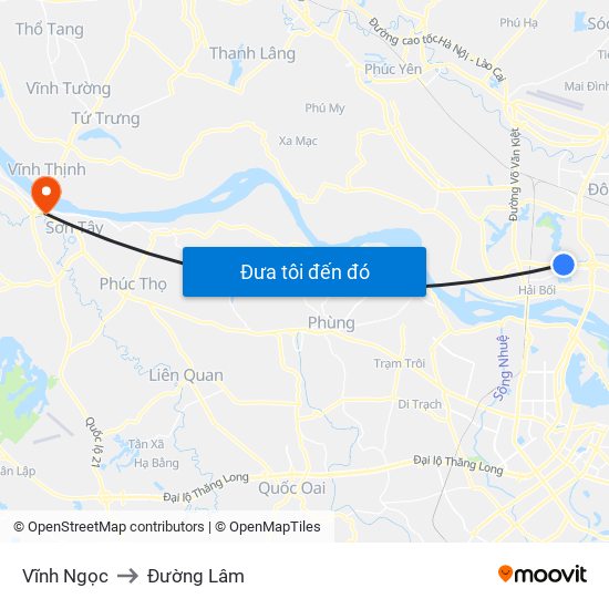 Vĩnh Ngọc to Đường Lâm map