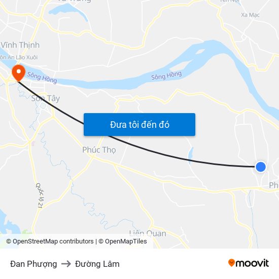 Đan Phượng to Đường Lâm map