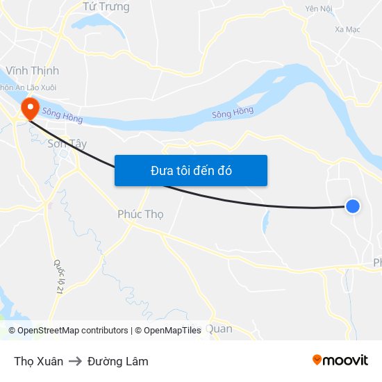 Thọ Xuân to Đường Lâm map